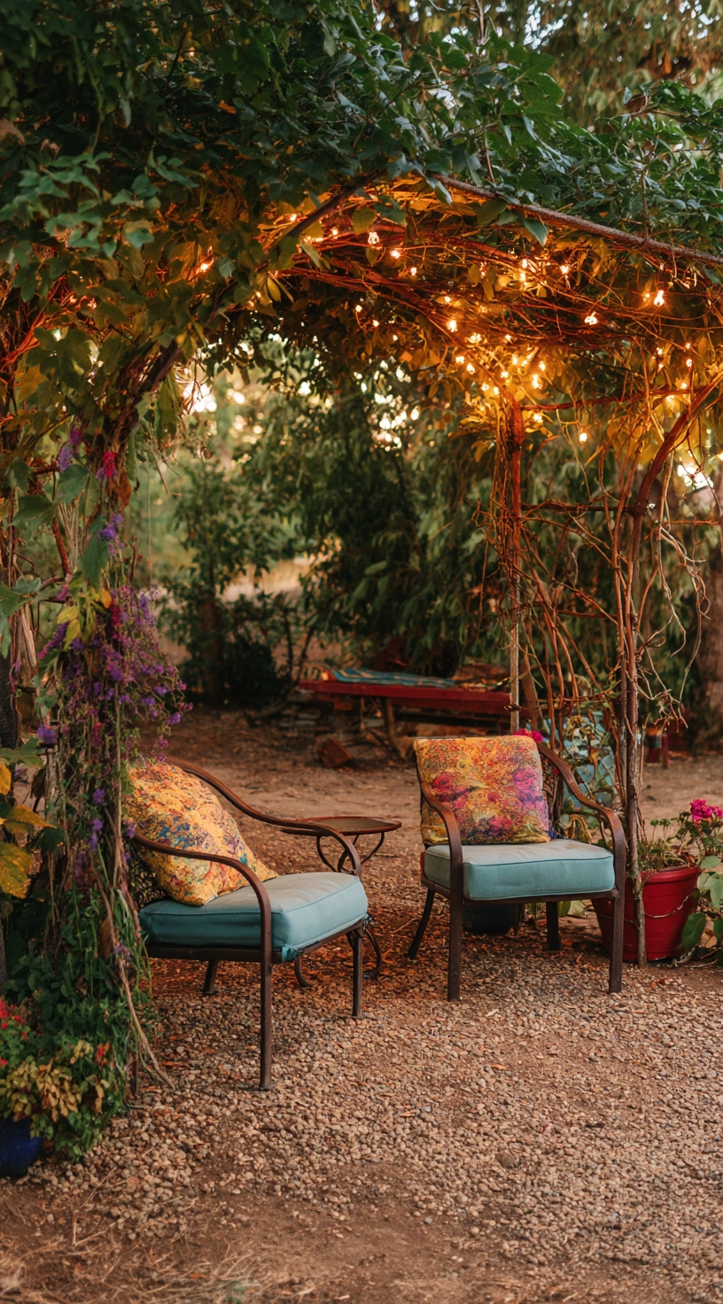 Cozy Garden Nook with Twinkle Lights