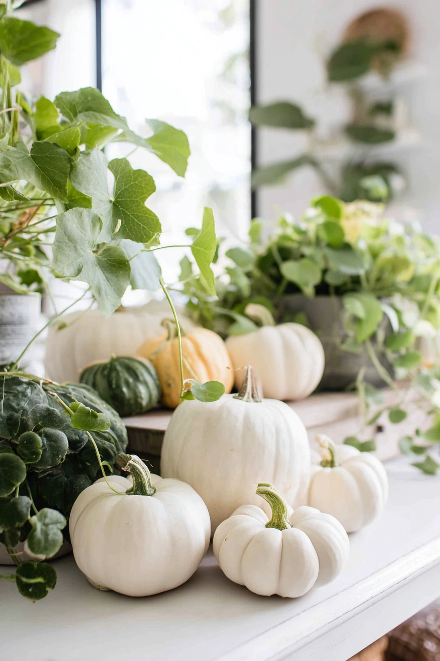 Fresh Farmhouse Pumpkins and Greenery