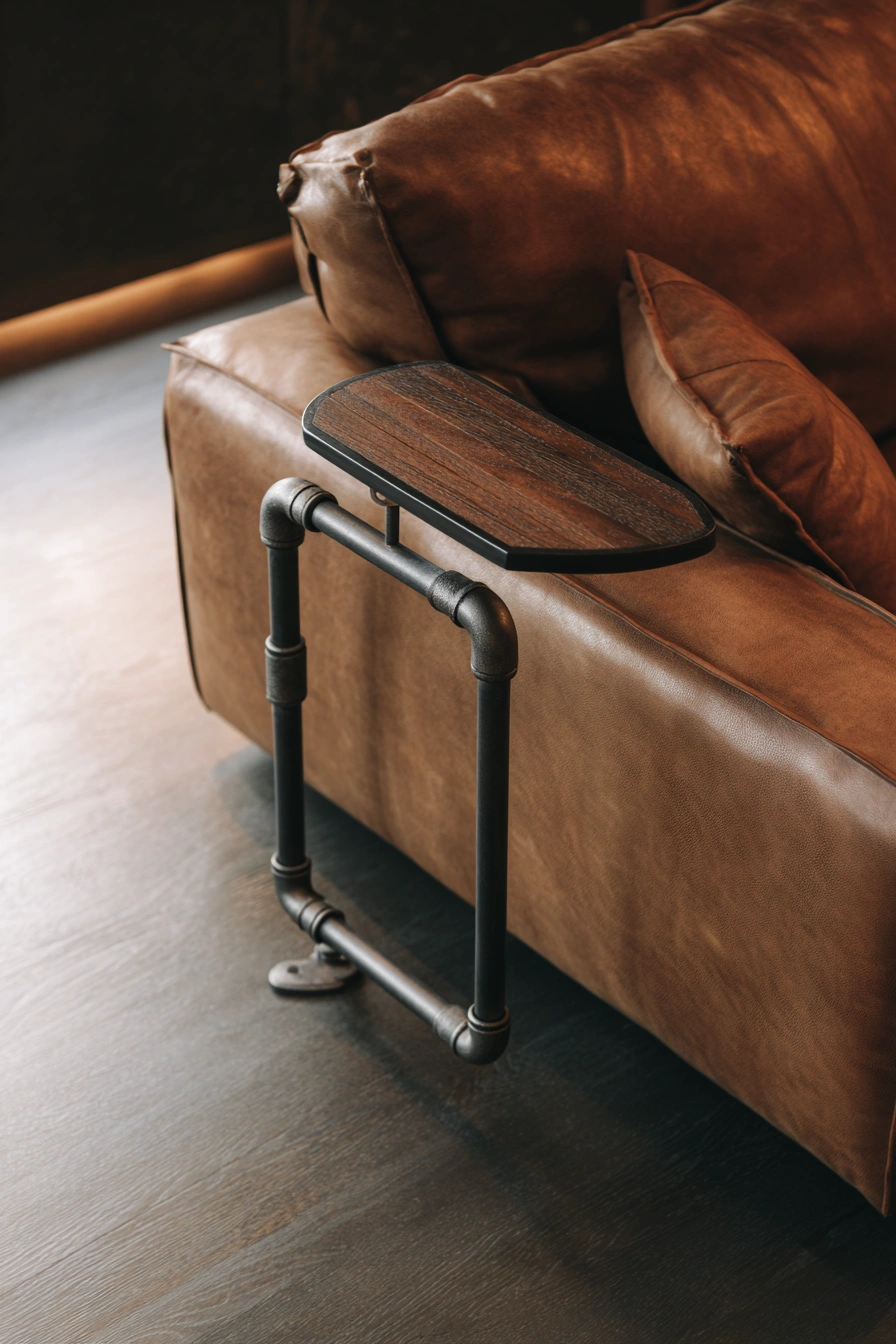 Industrial Armrest Table with Compact Functionality