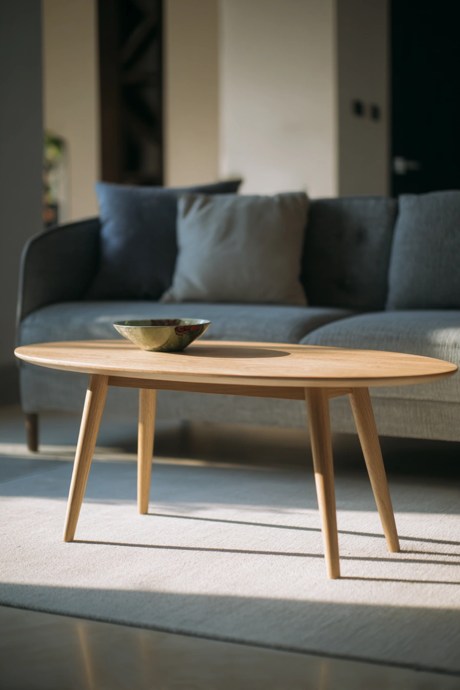 Light Wood Oval Table with Scandinavian Simplicity