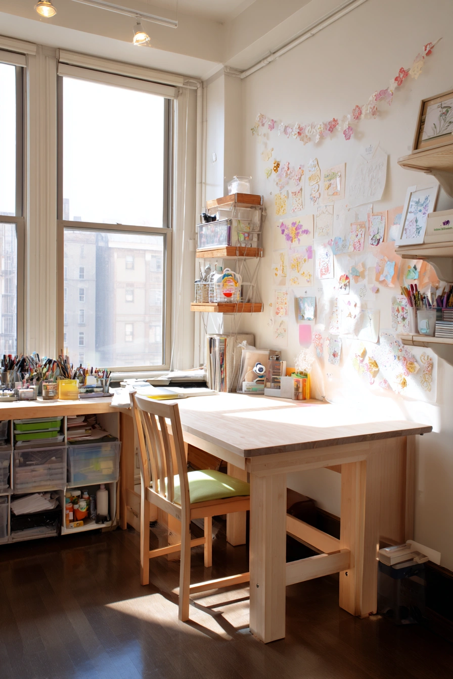 Minimalist Craft Space with Urban Views