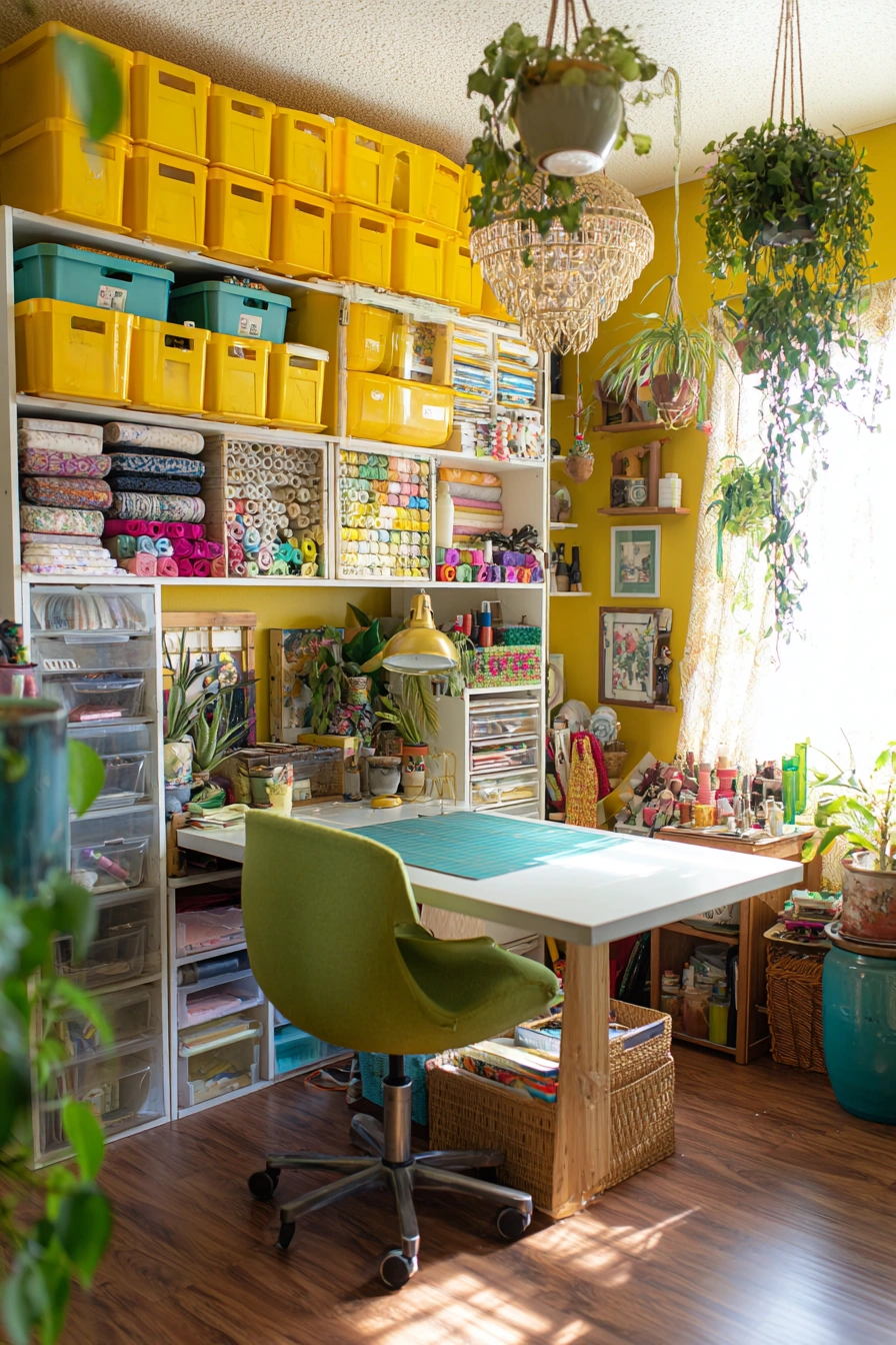 Boho-Inspired Craft Room with Plant Power