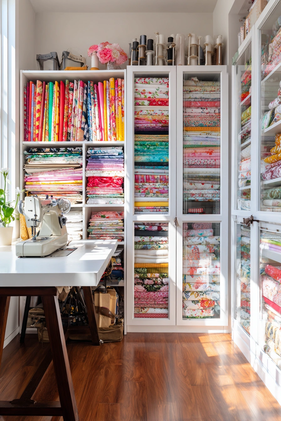 Sunlit Studio with Floral Fabrics
