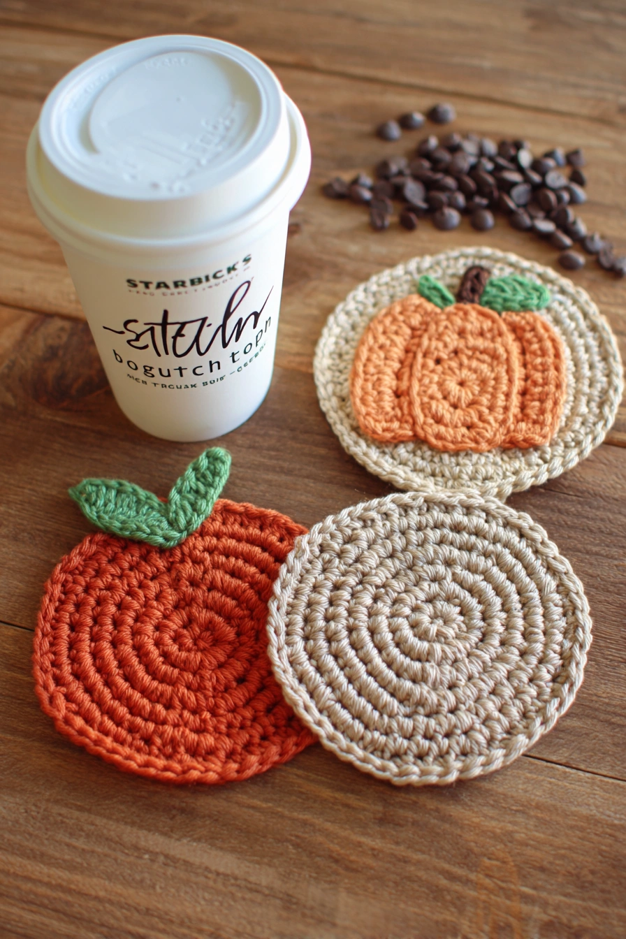 Pumpkin-Inspired Crochet Coasters