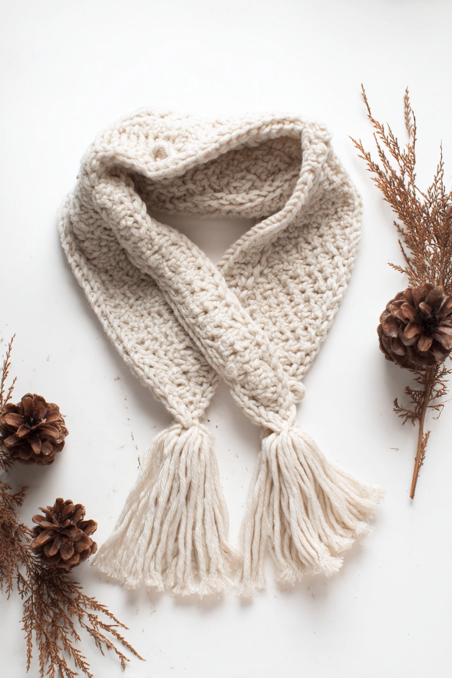 Chunky Crochet Scarf with Tassels