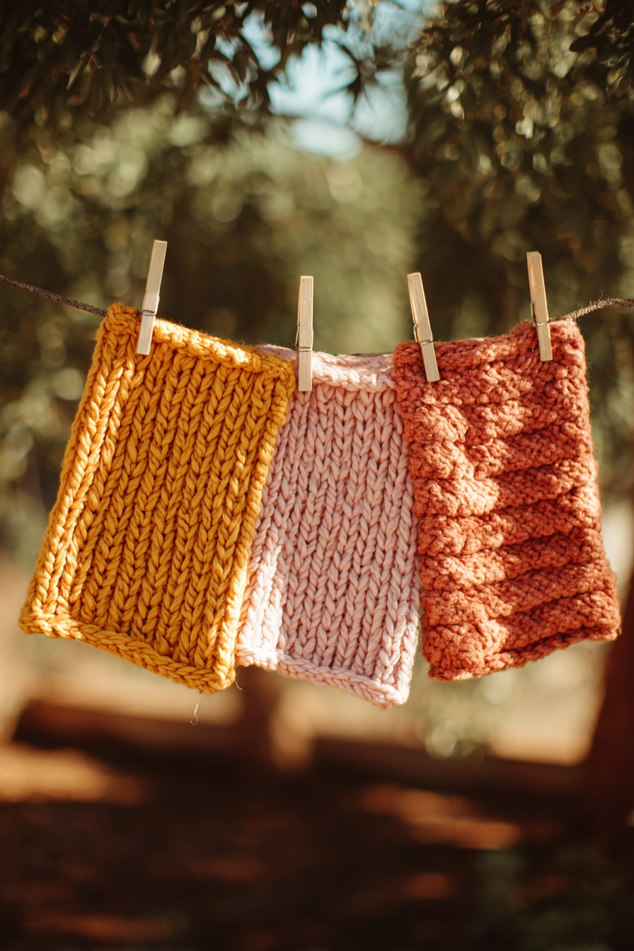 Autumn Knit Dishcloth Trio