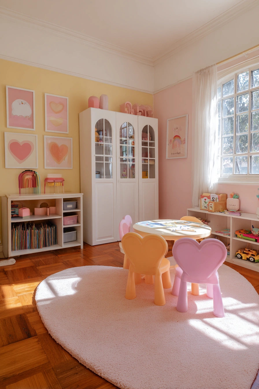 Whimsical Pastel Playroom with Heart Chairs