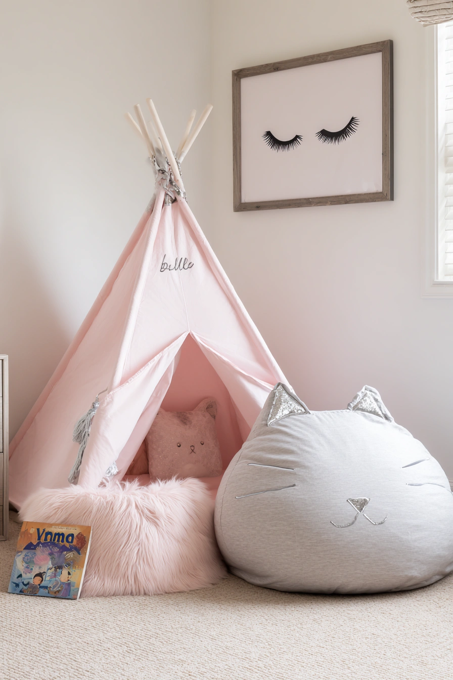 Cozy Teepee Hideaway with Kitty Charm
