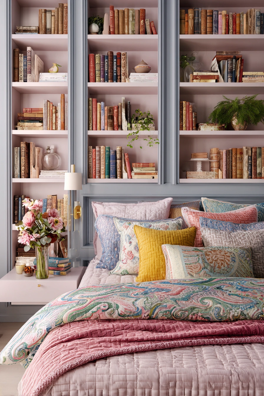 Romantic Bedroom Shelves with Vintage Charm