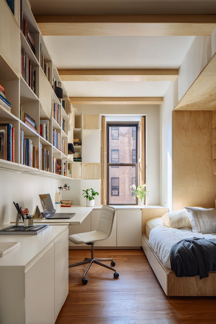 Scandinavian-Chic Bedroom with Smart Shelving