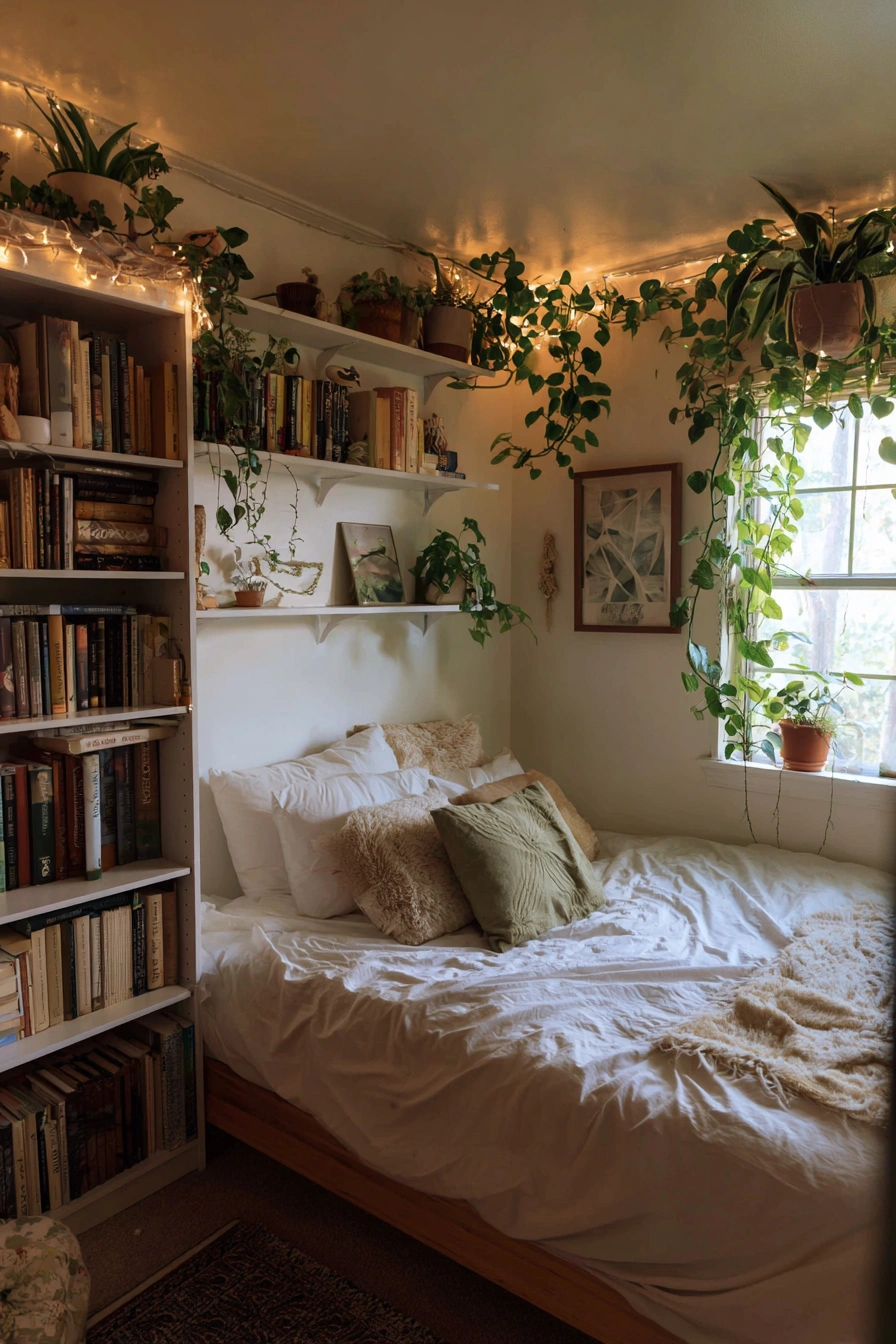 Cozy Green Haven with Shelf Styling Goals