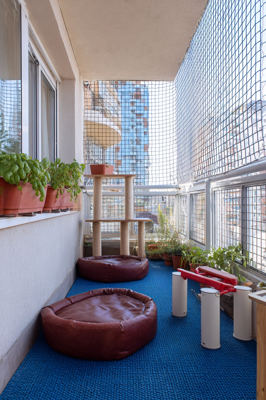 Sky-High Balcony Catio with Herb Garden