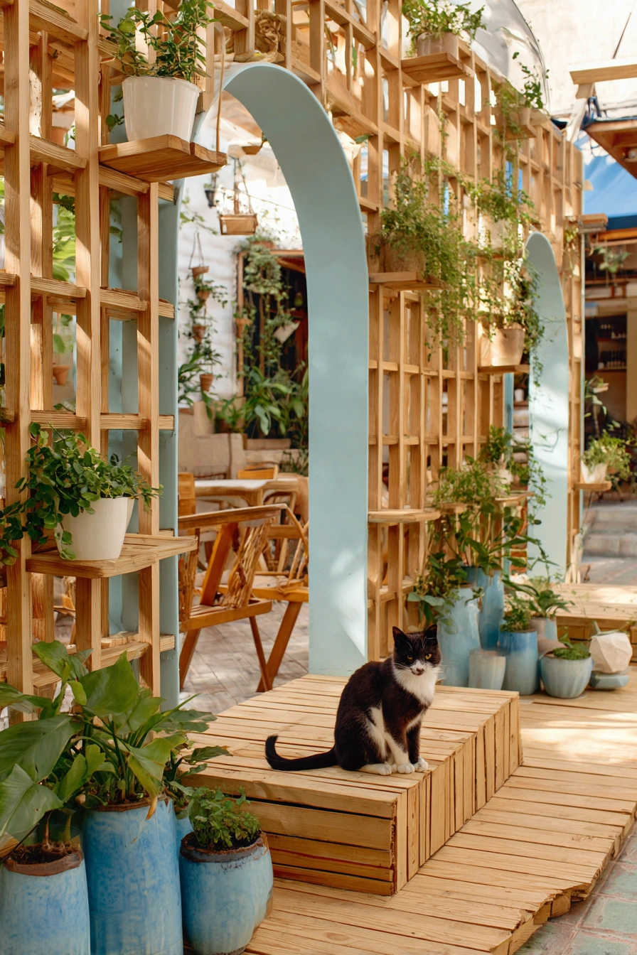 Boho-Chic Catio with Natural Accents