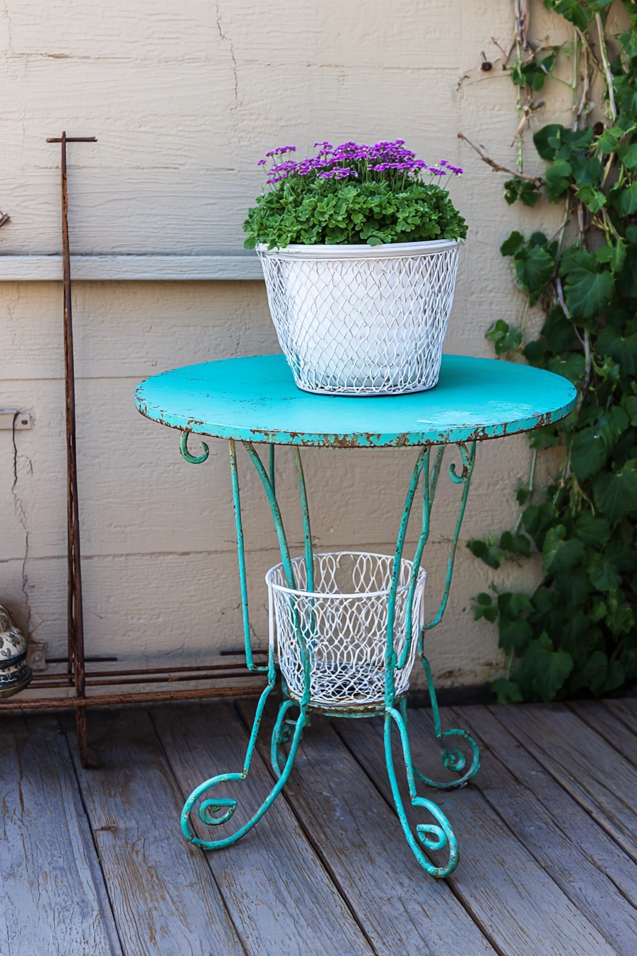 Whimsical Garden Table with Vintage Charm
