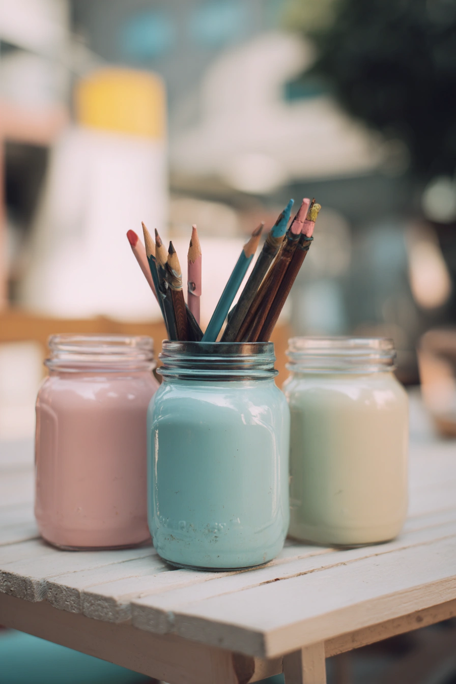 Pastel Mason Jar Desk Organizers