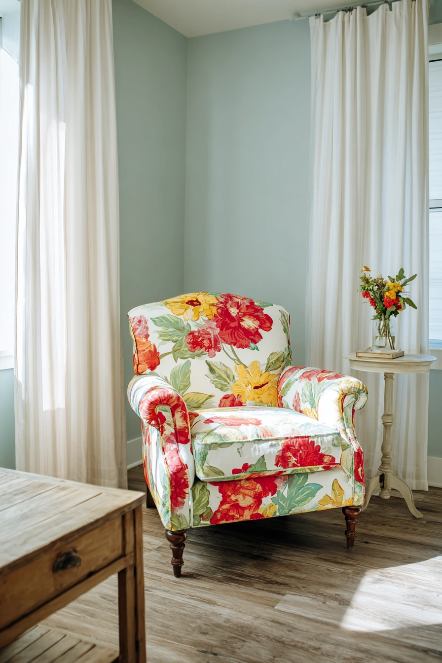 Floral Armchair Makeover with Vintage Vibes