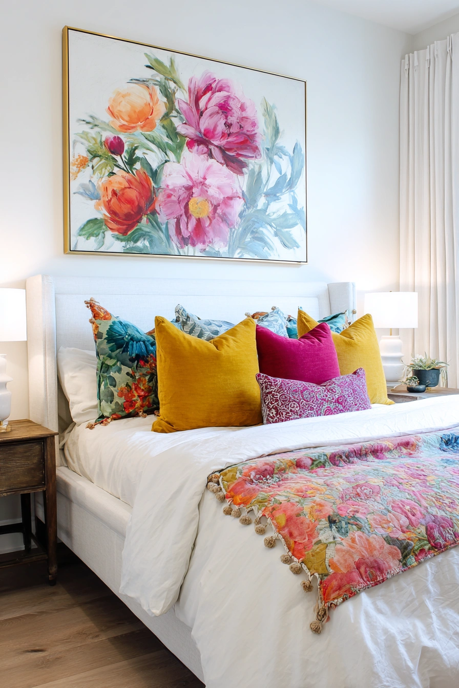 Vibrant Bedroom Refresh with Floral Accents