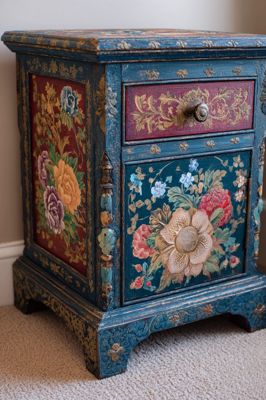 Vintage Floral Nightstand Revival