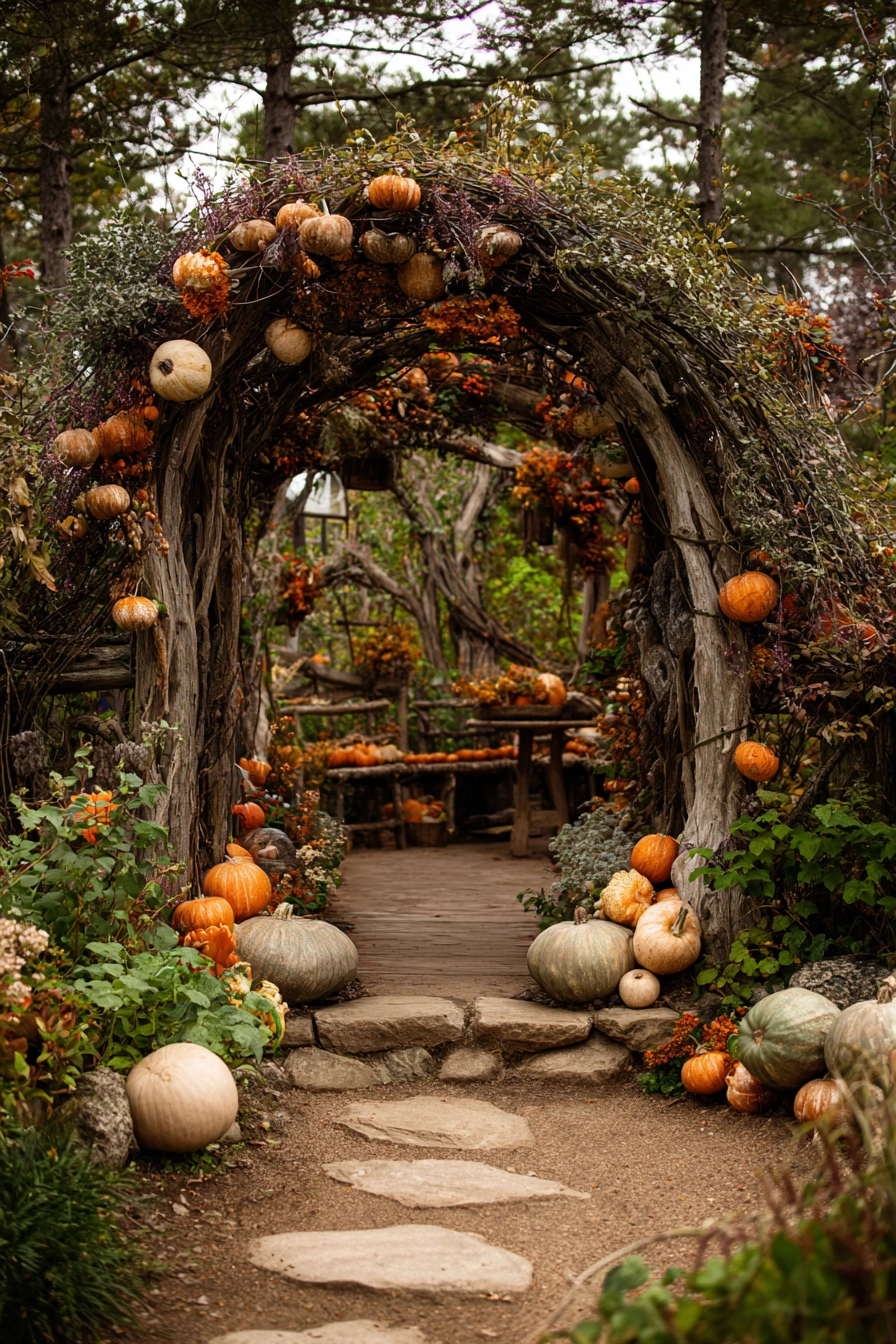 Whimsical Pumpkin Tunnel Garden