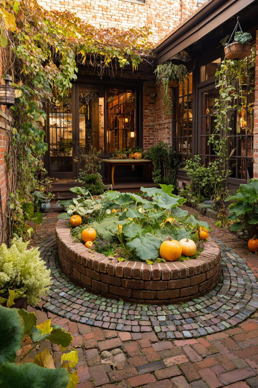 Circular Brick Bed for Courtyard Pumpkins