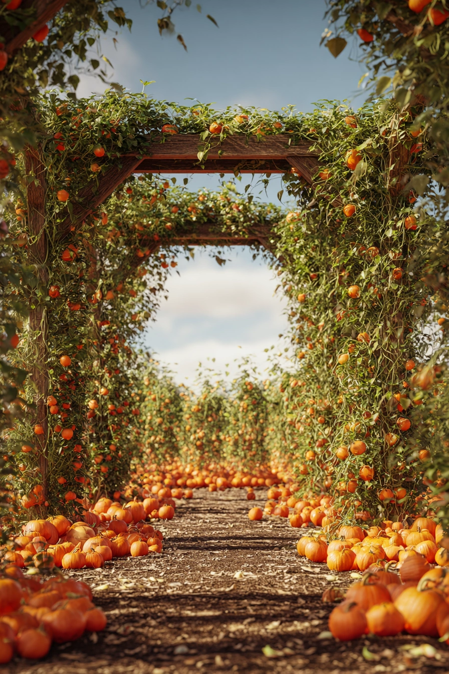 Pumpkin Tunnel with Climbing Vines