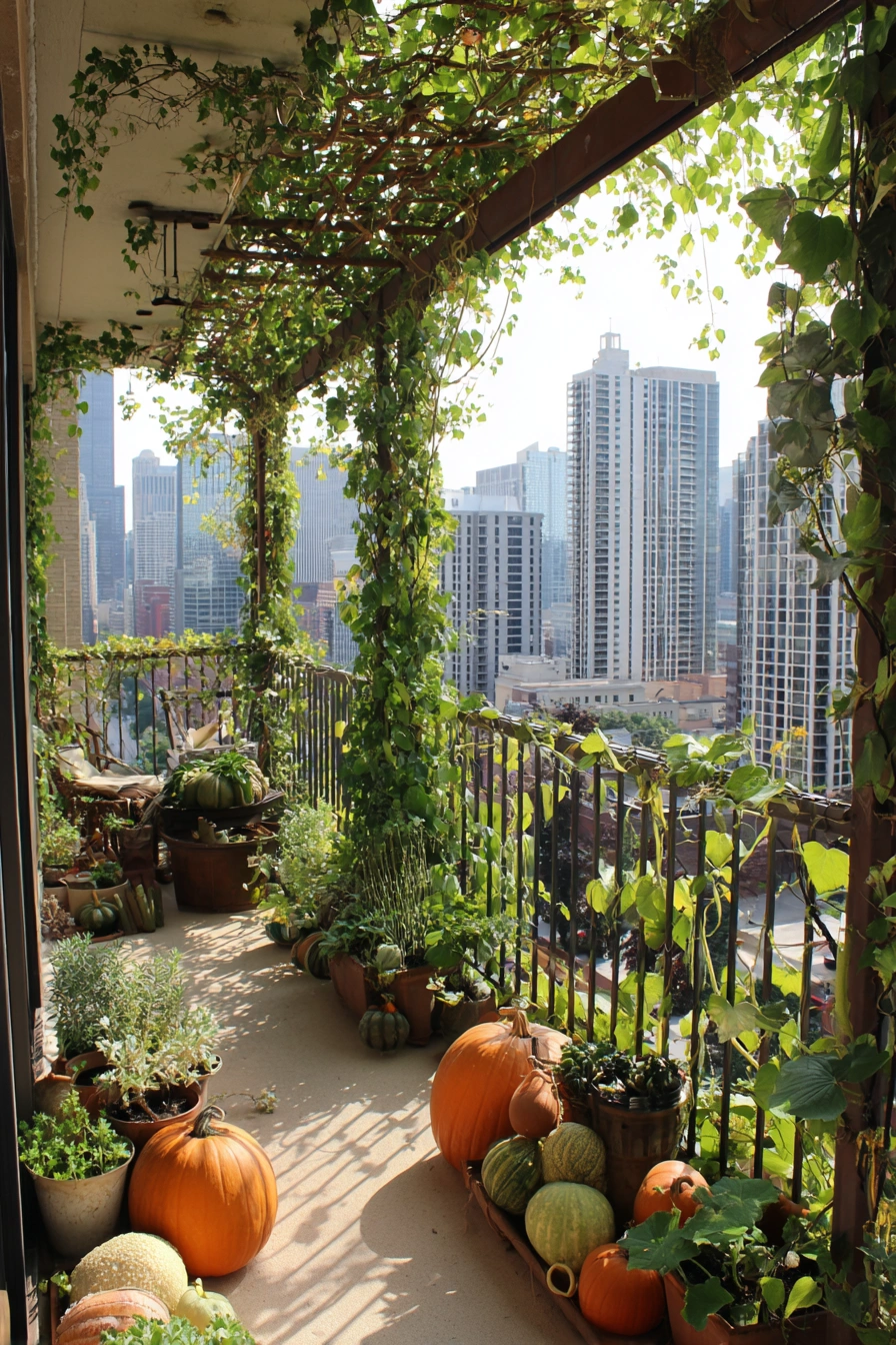 Urban Pumpkin Patch on a Balcony