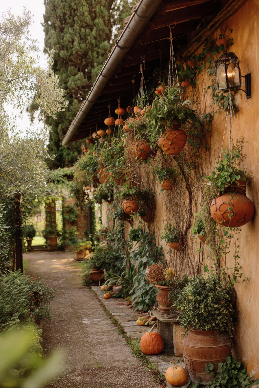 Wall-Hung Pumpkin Planters with Rustic Charm