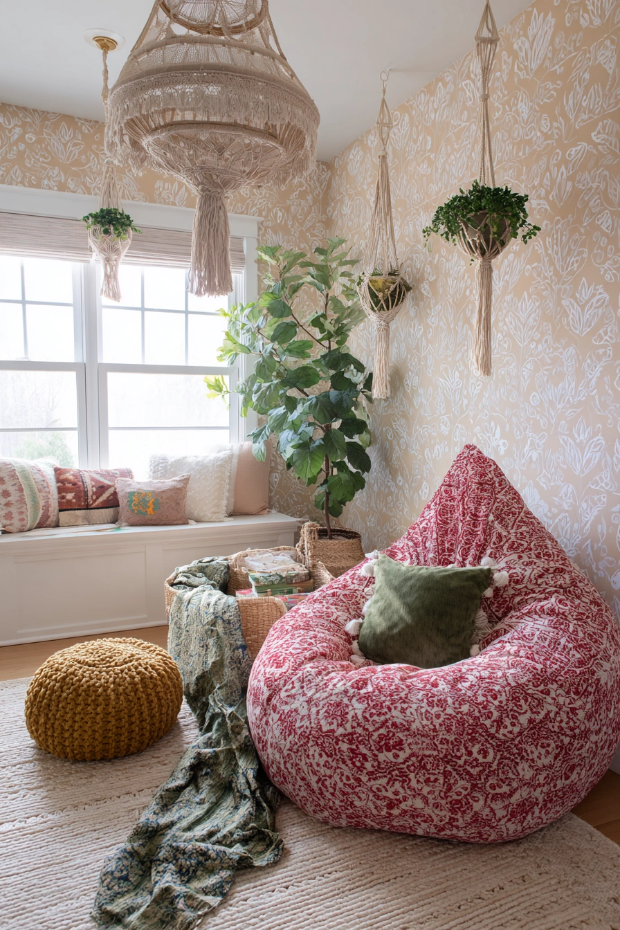 Boho-Chic Corner with Textured Charm