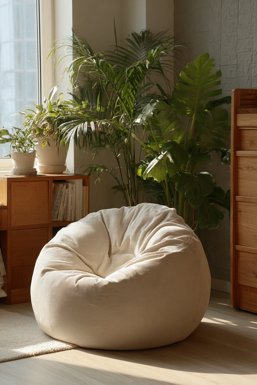 Sun-Kissed Minimalist Bean Bag Corner