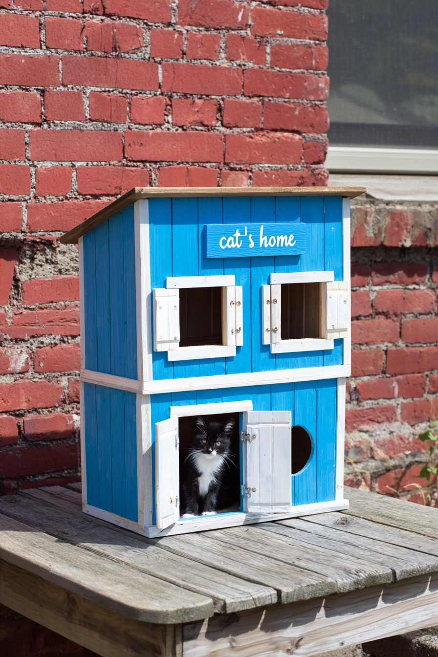 Bright Blue Cat House Villa