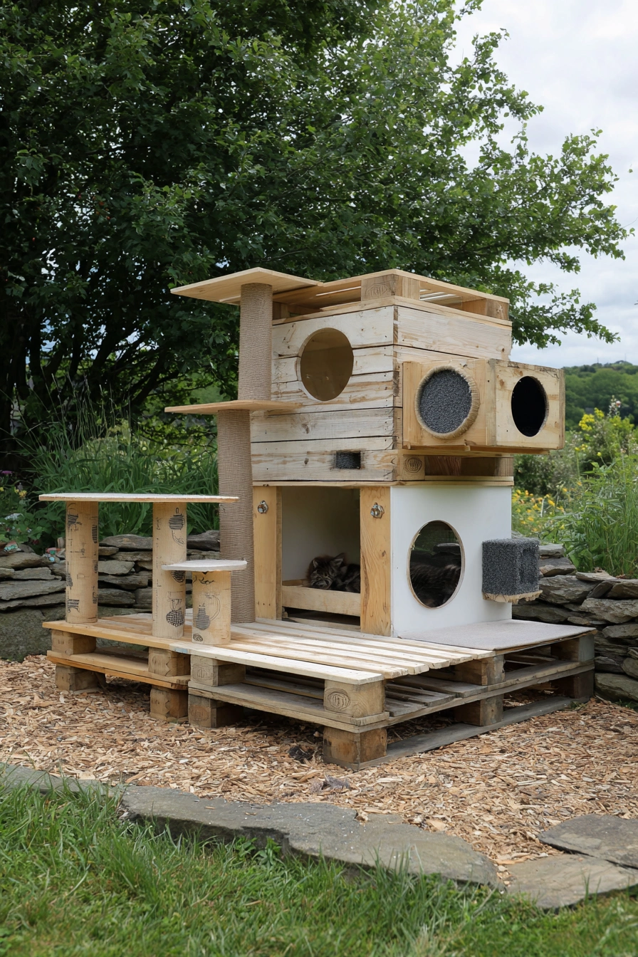 Modern Rustic Outdoor Cat Mansion