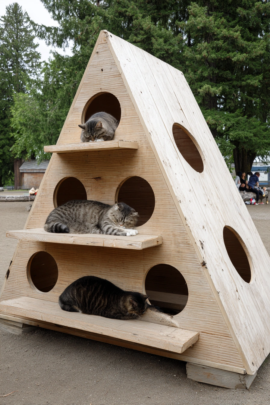A-Frame Cat Lounge with Peekaboo Windows