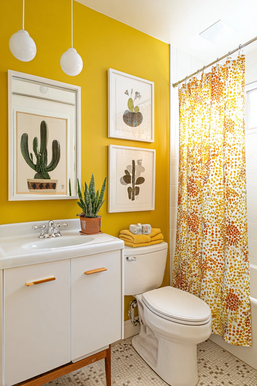Sunny Boho Bathroom with Retro Flair