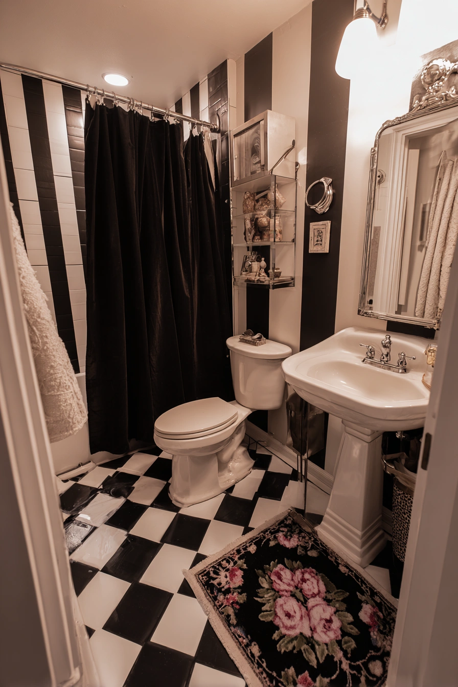 Glam Boho Bathroom with Vintage Drama