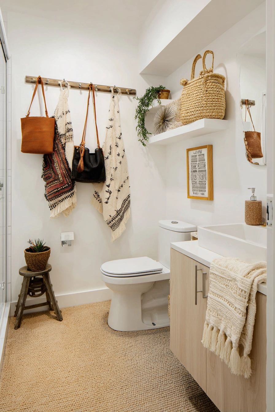Textured Boho Bathroom with Laid-Back Layers