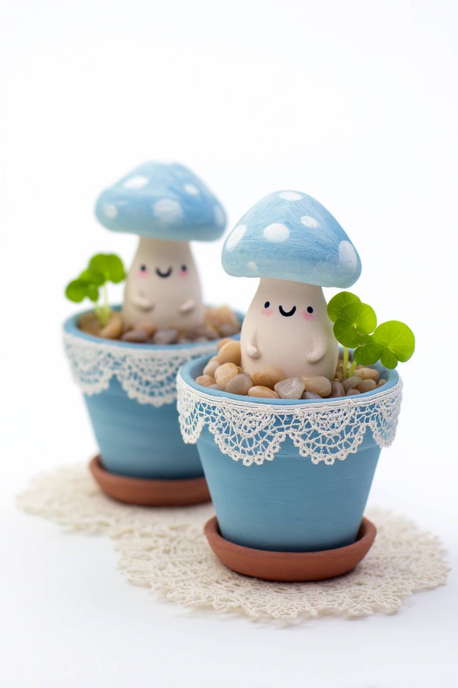 Kawaii Mushroom Clay Pots