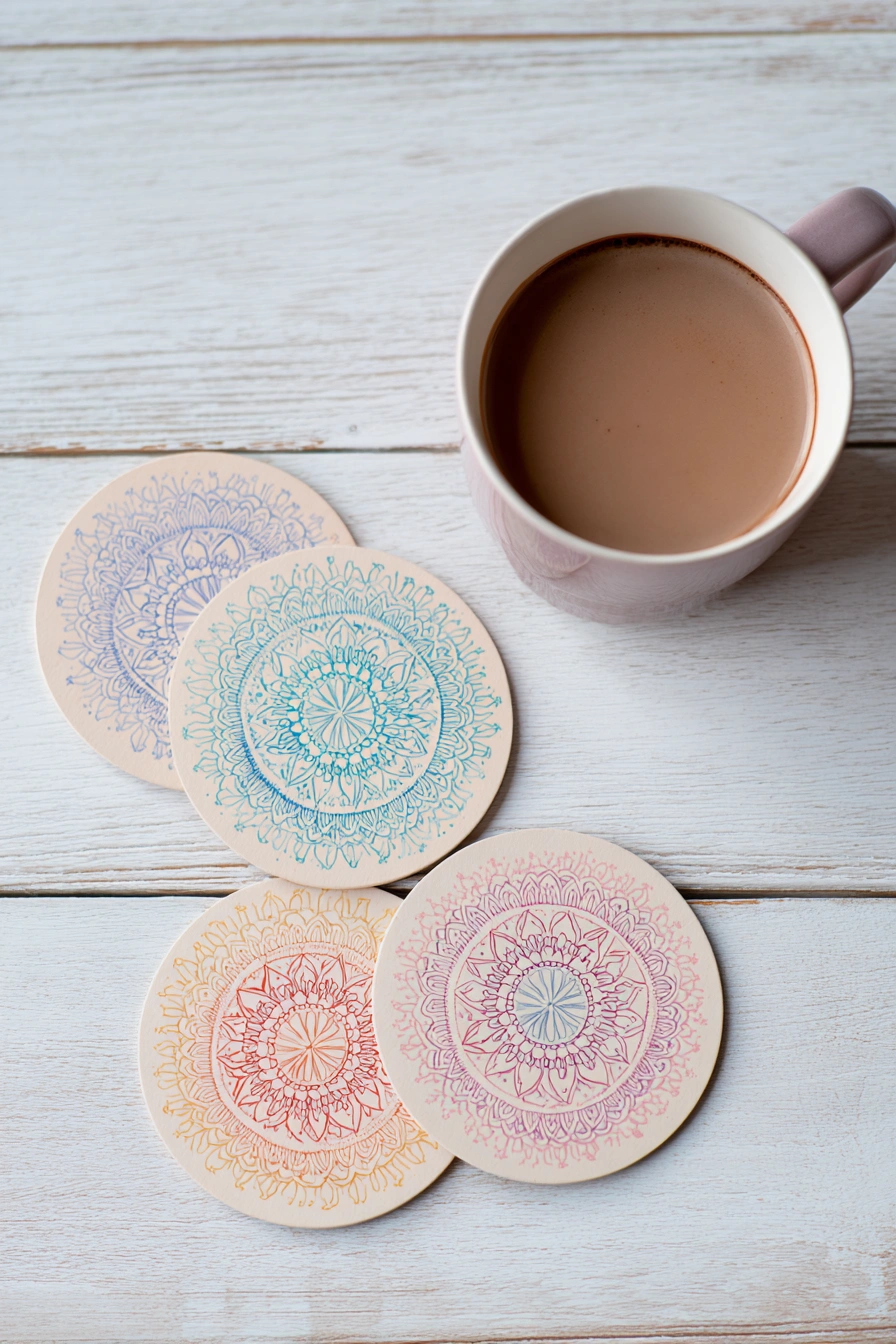 Mandala-Inspired Clay Coasters
