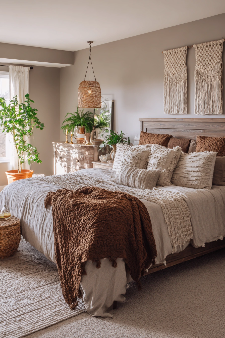 Earthy Boho Bedroom Retreat