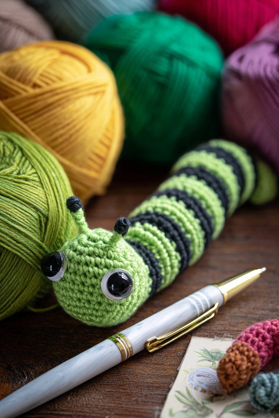 Striped Crochet Caterpillar Buddy