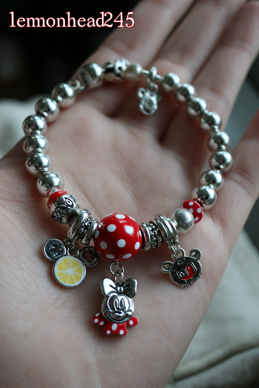 Playful Polka Dot Minnie Charm Bracelet
