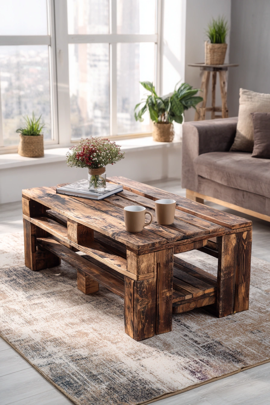 Rustic Pallet Coffee Table Charm