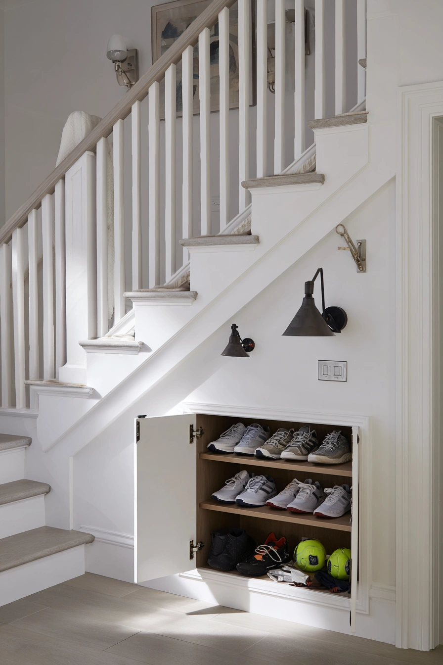 Hidden Shoe Cabinet Under the Stairs