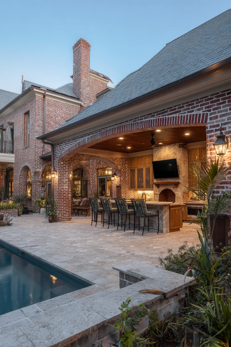 Elegant Poolside Gazebo Kitchen Setup