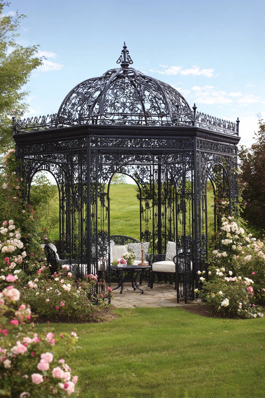 Victorian Iron Gazebo with Regal Elegance