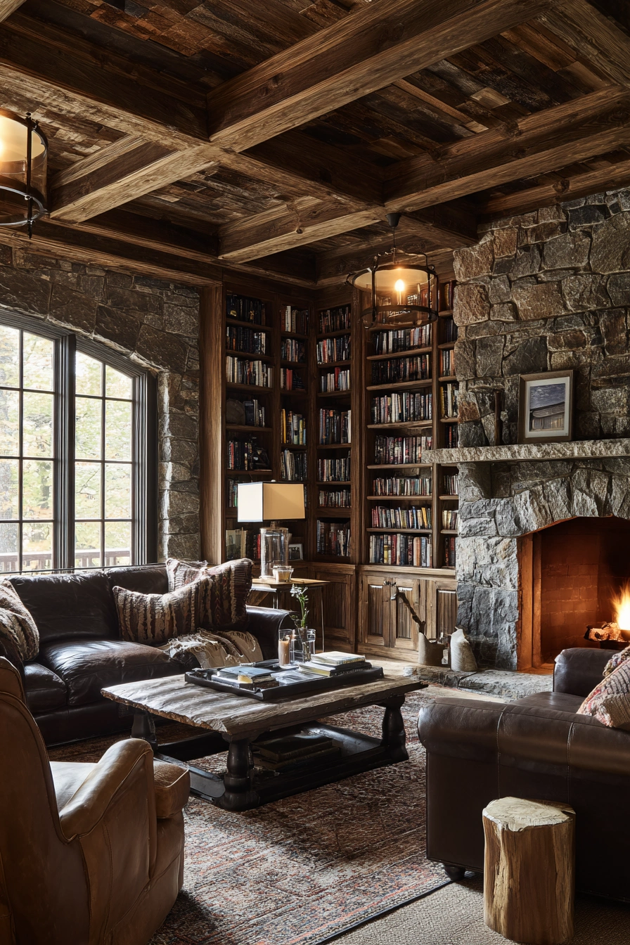 Moody Library Lounge with Fireside Glow