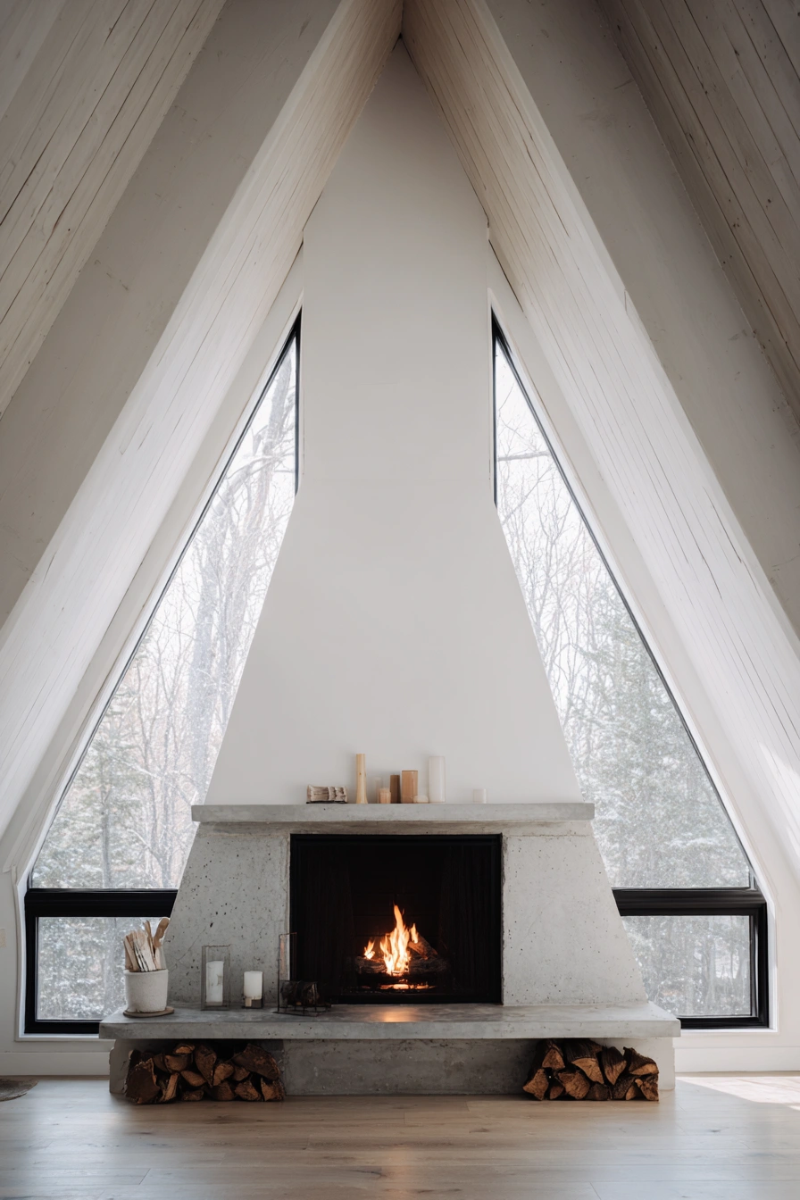 Minimalist A-Frame Fireplace Escape