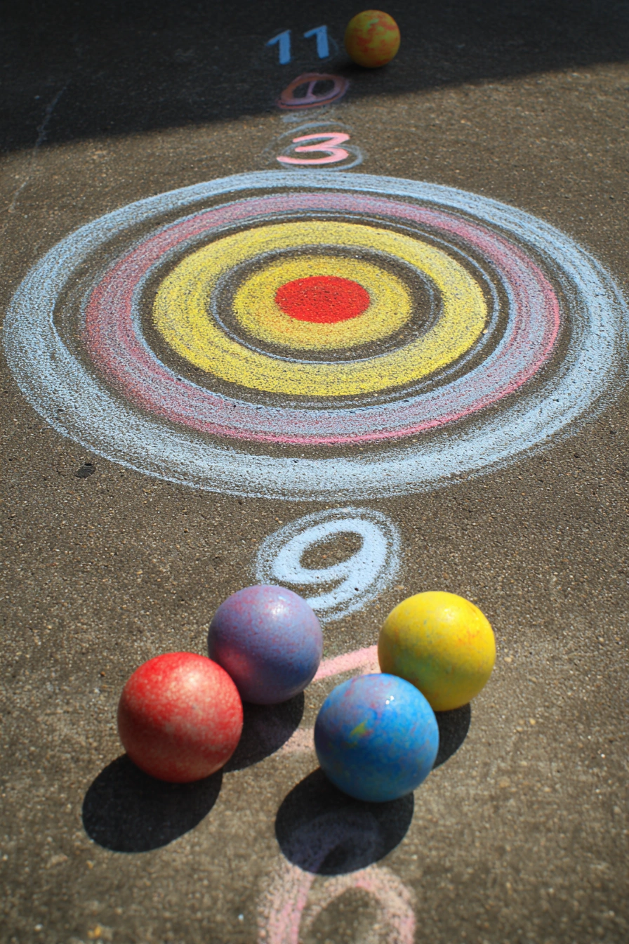 Chalk Bullseye Toss Game for Kids
