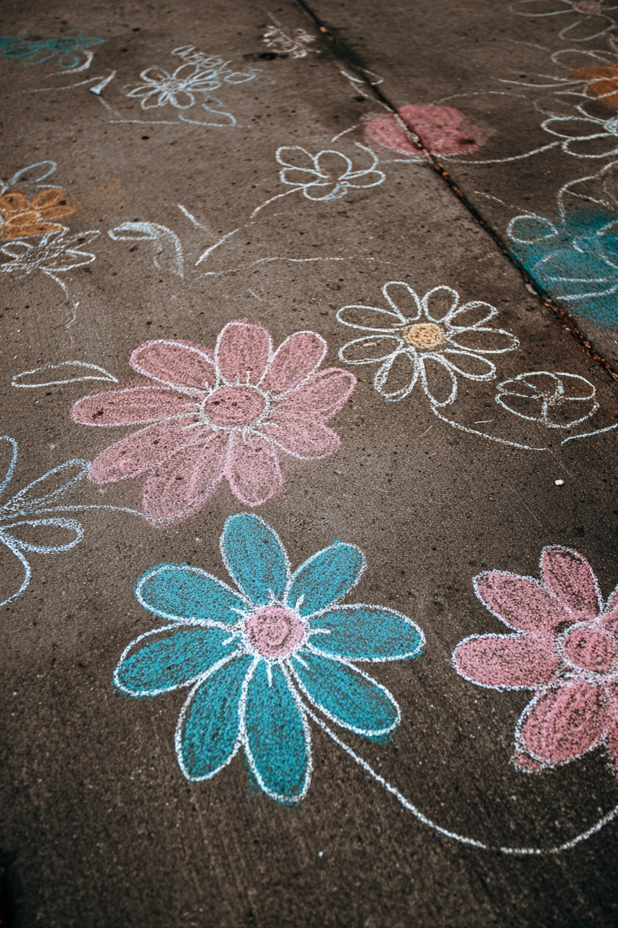 Whimsical Chalk Flower Garden