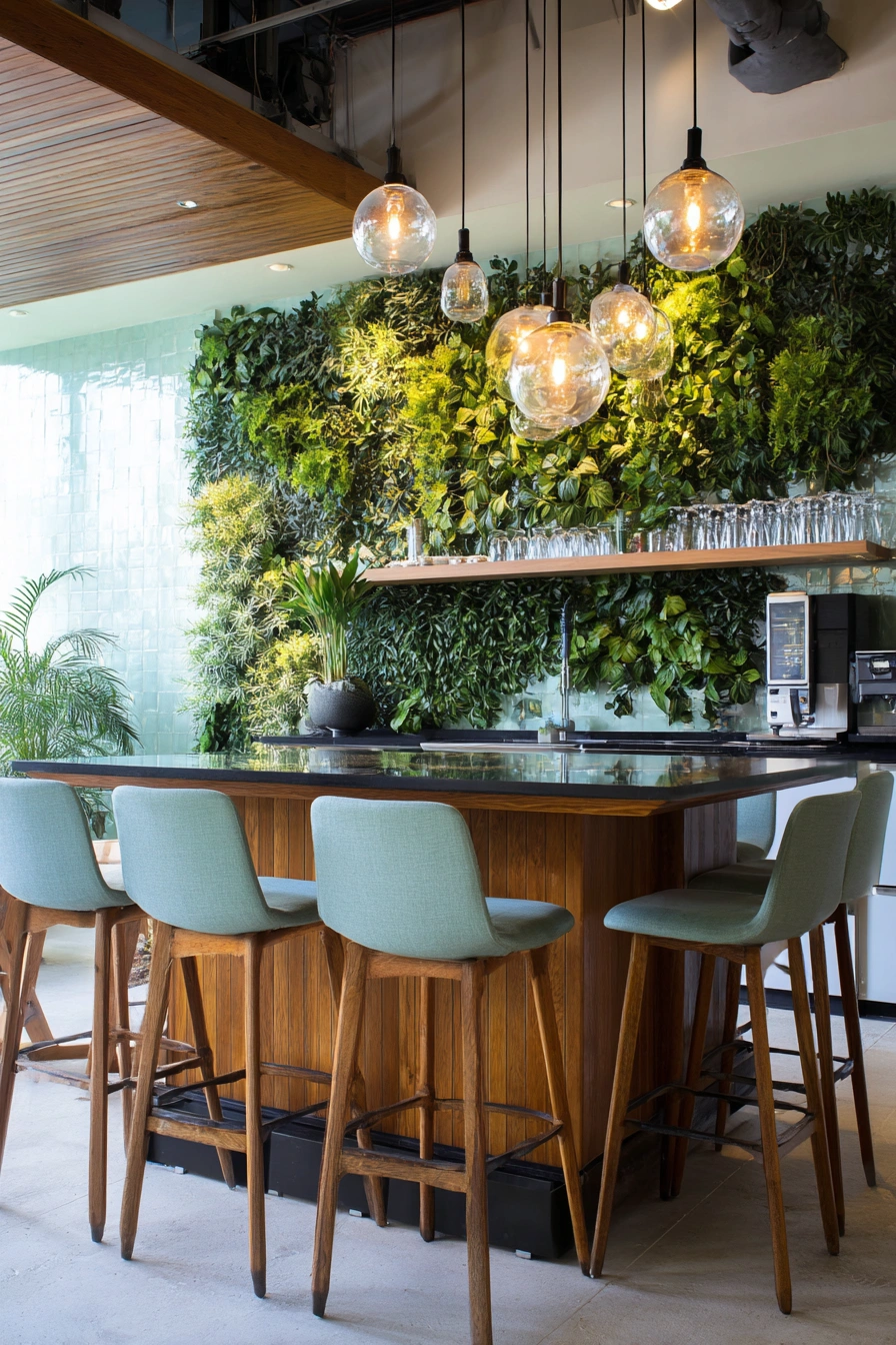 Eco-Chic Island with a Living Wall