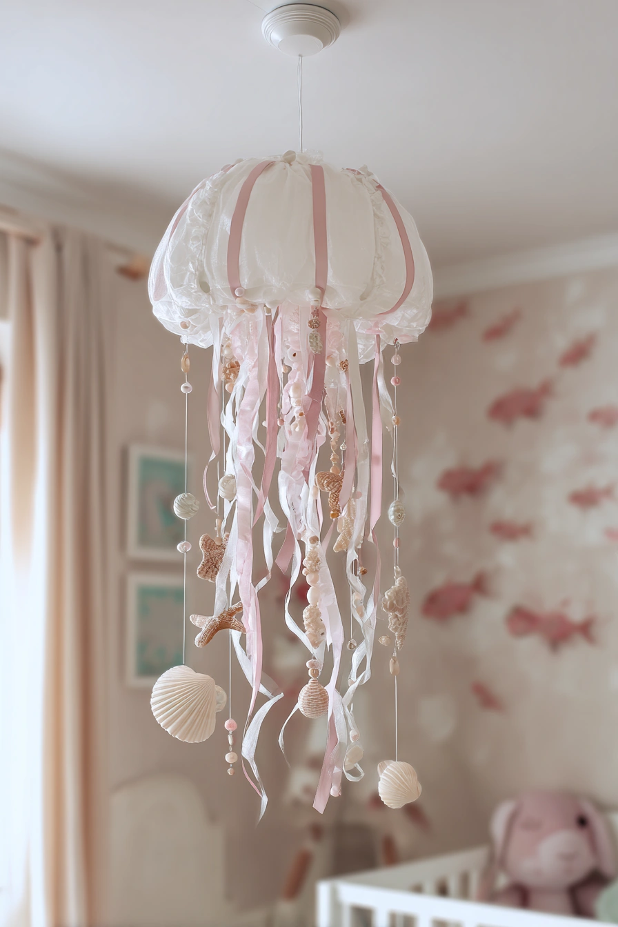 Dreamy Jellyfish Mobile with Ocean Charms